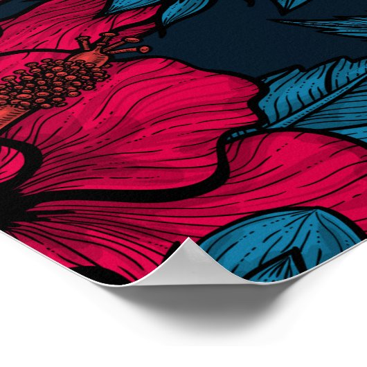 Poster Fleurs d'hibiscus rouges (Coin)