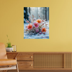 Poster Fleurs d'hiver dans la neige – Sérénité florale do