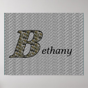 Poster Fleurs d'hortensia à initiale de monogramme B Pers