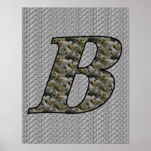 Poster Fleurs d'hortensia à monogramme initial B