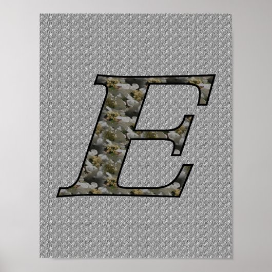 Poster Fleurs d'hydrangea à initiale de monogramme E (Devant)