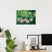 Poster Fleurs d'Hydrangea Casquette en dentelle rose - Po (Bureau à domicile)