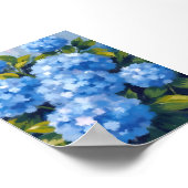 Poster Fleurs d'Hydrangée Bleue Aquarelle Florale (Coin)