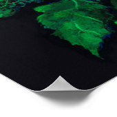 Poster Fleurs d'Hydrangée et raifort Floral Vert Noir (Coin)