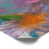 Poster Fleurs D'Imaginaire Peintes En Rose Et Turquoise (Coin)