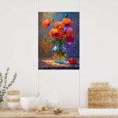 Poster Fleurs d'impressionniste Coquelicots dans un vase (Cuisine)