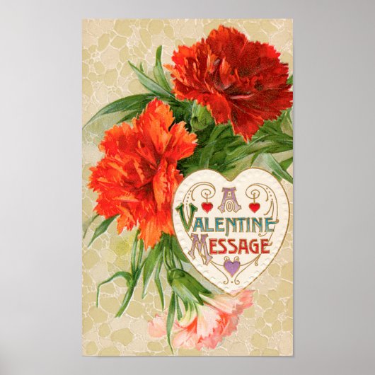 Poster Fleurs d'oeillet, Message de la Saint-Valentin Vin (Devant)