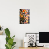 Poster Fleurs d'oiseau de Paradis dans Vallée de Cascade (Bureau à domicile)