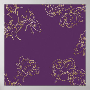 Poster Fleurs d'or Art nouveau