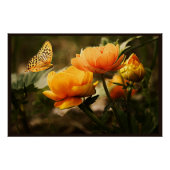 Poster Fleurs d'or et papillon (Devant)