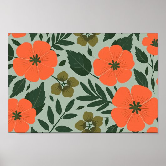 Poster Fleurs d'orange et feuilles vertes (Devant)
