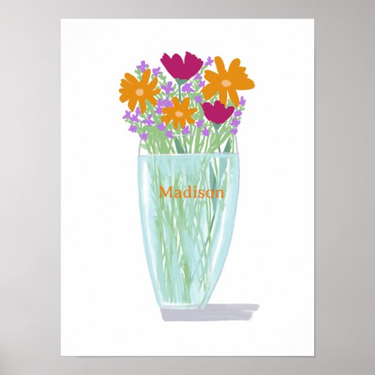 Poster Fleurs douces et jolies +Nom personnalisé (Devant)