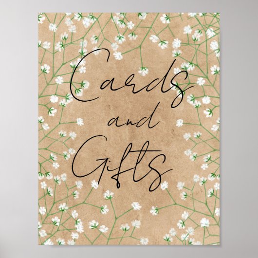 Poster Fleurs du souffle du bébé Élégant Mariage rustique (Devant)