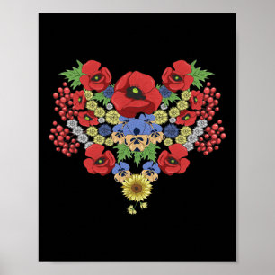 Poster Fleurs d'Ukraine Pavots Viburnum Vintage Ukrainien