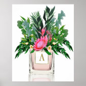Poster Fleurs Élégant Protea Bouteille de Parfum Monogram (Devant)