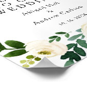 Poster Fleurs élégantes Blanc Floral Mariage Bienvenue (Coin)