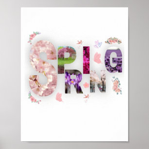 Poster Fleurs Élégantes de Printemps Typographie Florale