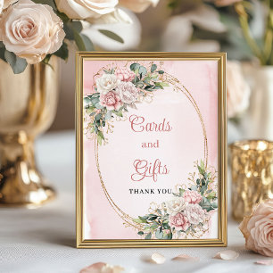 Poster Fleurs élégantes en or rose et cartes et cadeaux