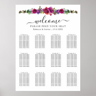 Poster Fleurs élégantes rose violet printemps été assise