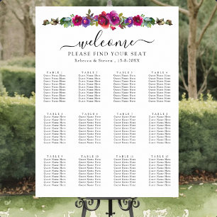 Poster Fleurs élégantes rose violet printemps été assise