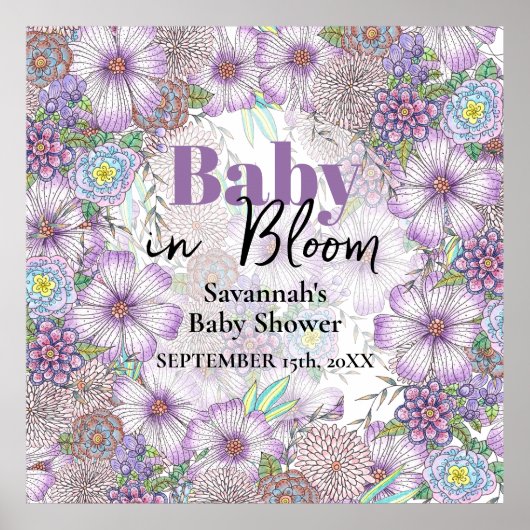 Poster Fleurs élégantes violettes du jardin Bébé en fleur (Devant)