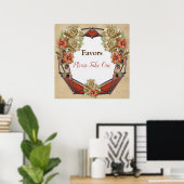 Poster Fleurs en cuir sur Crème Suede mariage Faveurs (Bureau à domicile)