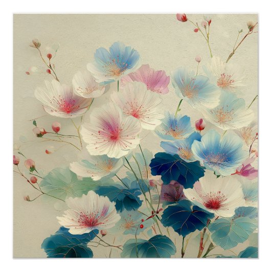 Poster Fleurs en fleurs – Art botanique pastel doux #1 (Devant)