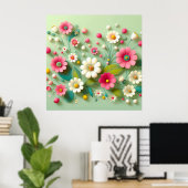 Poster Fleurs en Papier (Bureau à domicile)