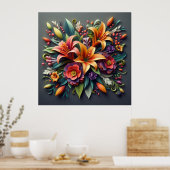 Poster Fleurs en papier coloré (Cuisine)