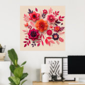 Poster Fleurs en papier colorées (Bureau à domicile)
