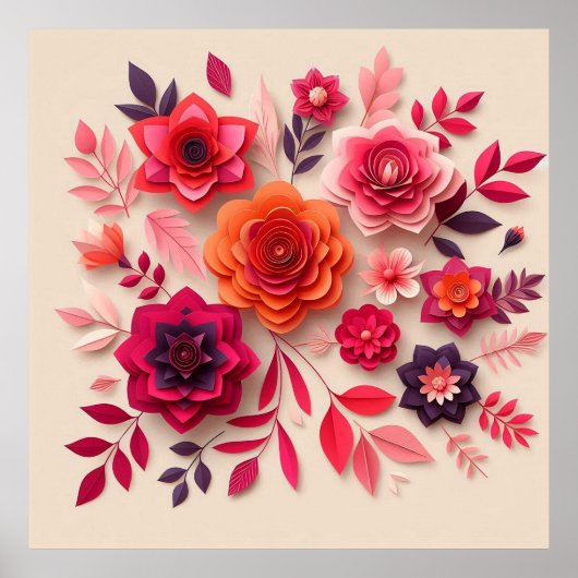Poster Fleurs en papier colorées (Devant)