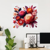 Poster Fleurs en papier colorées (Bureau à domicile)