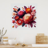Poster Fleurs en papier colorées (Cuisine)