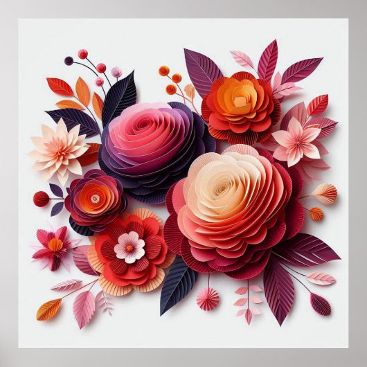Poster Fleurs en papier colorées (Devant)