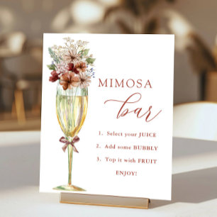 Poster Fleurs en terre cuite et bar de mimosa au champagn