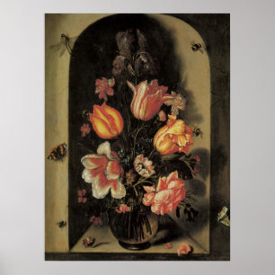 Poster Fleurs en Vase, Vintage Baroque Floral Still Life