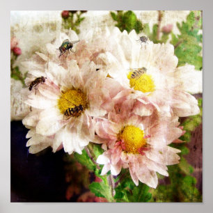 Poster Fleurs et abeilles