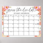 Poster Fleurs et Baby shower d'agrumes date d'échéance Gu (Devant)