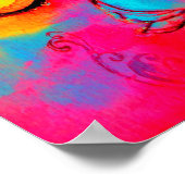 Poster FLEURS ET BUTTERFLIS BLANCS bleu rose (Coin)