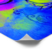 Poster FLEURS ET BUTTERFLIS BLANCS bleu vert jaune (Coin)