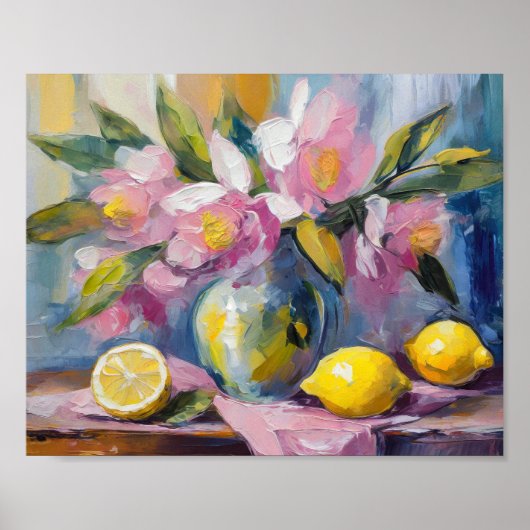 Poster Fleurs et citrons Vie morte moderne (Devant)