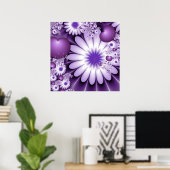 Poster Fleurs et cœurs abstraits de l'amour fractal (Bureau à domicile)