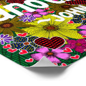 Poster Fleurs et cœurs Doodle Typographie Verset biblique (Coin)