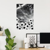 Poster Fleurs et espace, art spatial (Bureau à domicile)