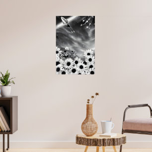 Poster Fleurs et espace, art spatial