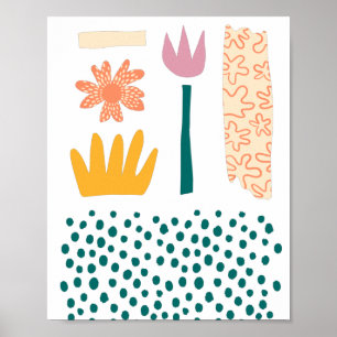 Poster Fleurs et Feuilles Abstraits