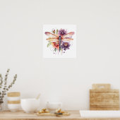 Poster Fleurs et libellules d'aquarelle vintages (Cuisine)