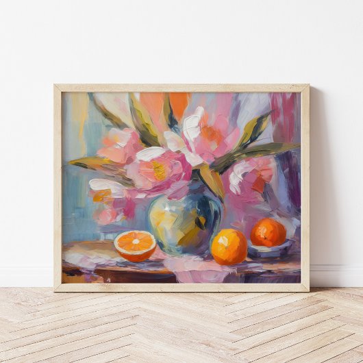 Poster Fleurs et Oranges Vie morte moderne