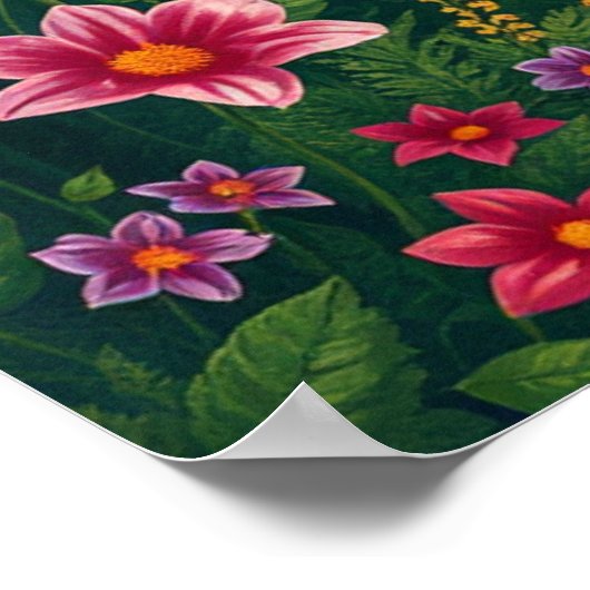 Poster Fleurs et papillon dans une forêt tropicale enchan (Coin)