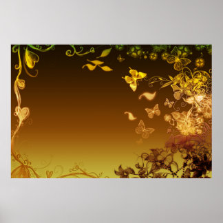 Poster Fleurs et papillons